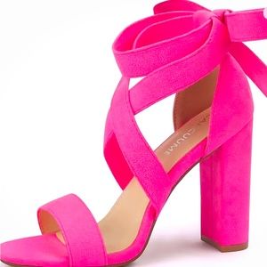 Barbie, you doll! Pink chunky heels from Carcuume.